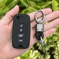 Silicone Car Fob Key Protection Case Rubber Cover Shell Skin for Jeep Renegade Compass 2016 2019 2020 2021 Flip Remote Auto Key