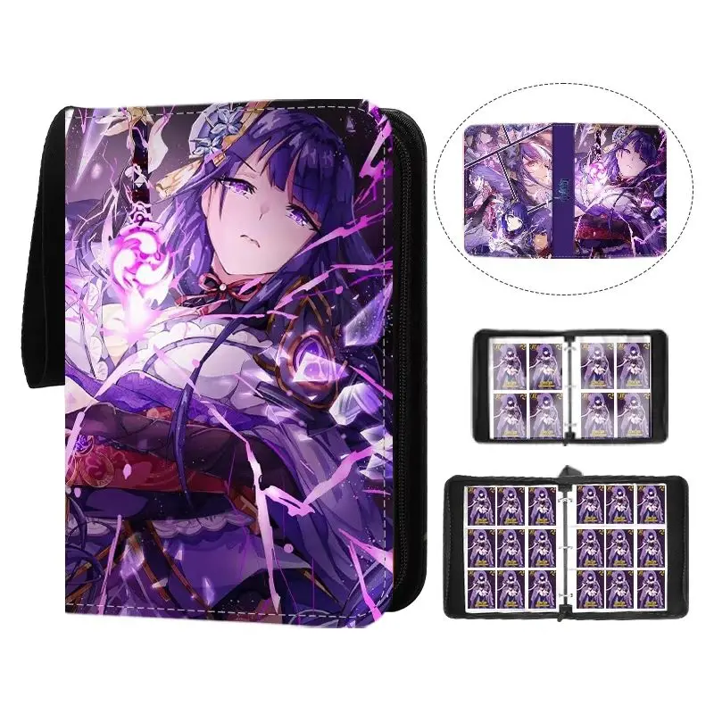 Anime Genshin Impact Card Book with Nine Compartments Yae Miko Raiden Shogun Gan Yu Zipper Binder Card Book Boys Birthday Gift