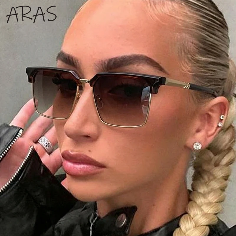 

Classic Retro Square Sunglasses Women 2026 Luxury Designer Oversized Black Gold Sun Glasses For Female Metal Frame Eyewear Shade