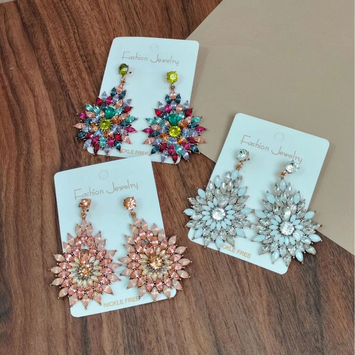 Cross-border retro heavy industry full diamond earrings bohemian vacation earrings versatile fashion earrings