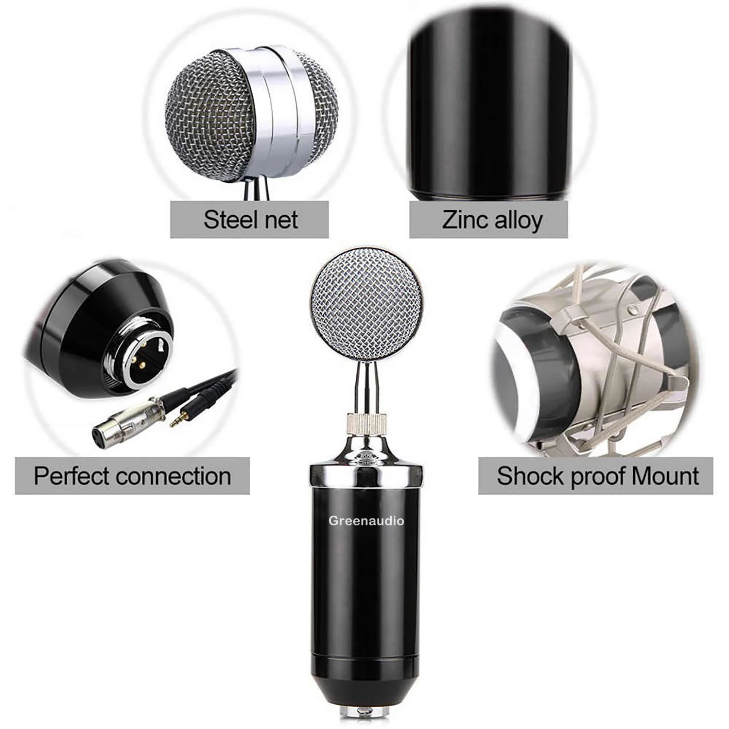 GAM-860E Professional Condenser Microphone Studio Recording Condenser Microphone With 3.5mm Plug Stand Holder for KTV Karaoke