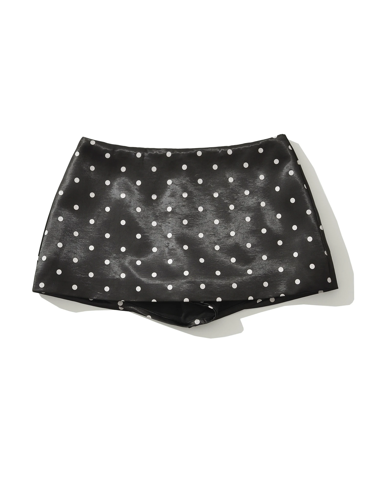 Low-Waist Polka Dot Satin Halter Neck  Skirt Women's Anti-Light Checkered Skirt A-Line Silhouette Polyester Fiber