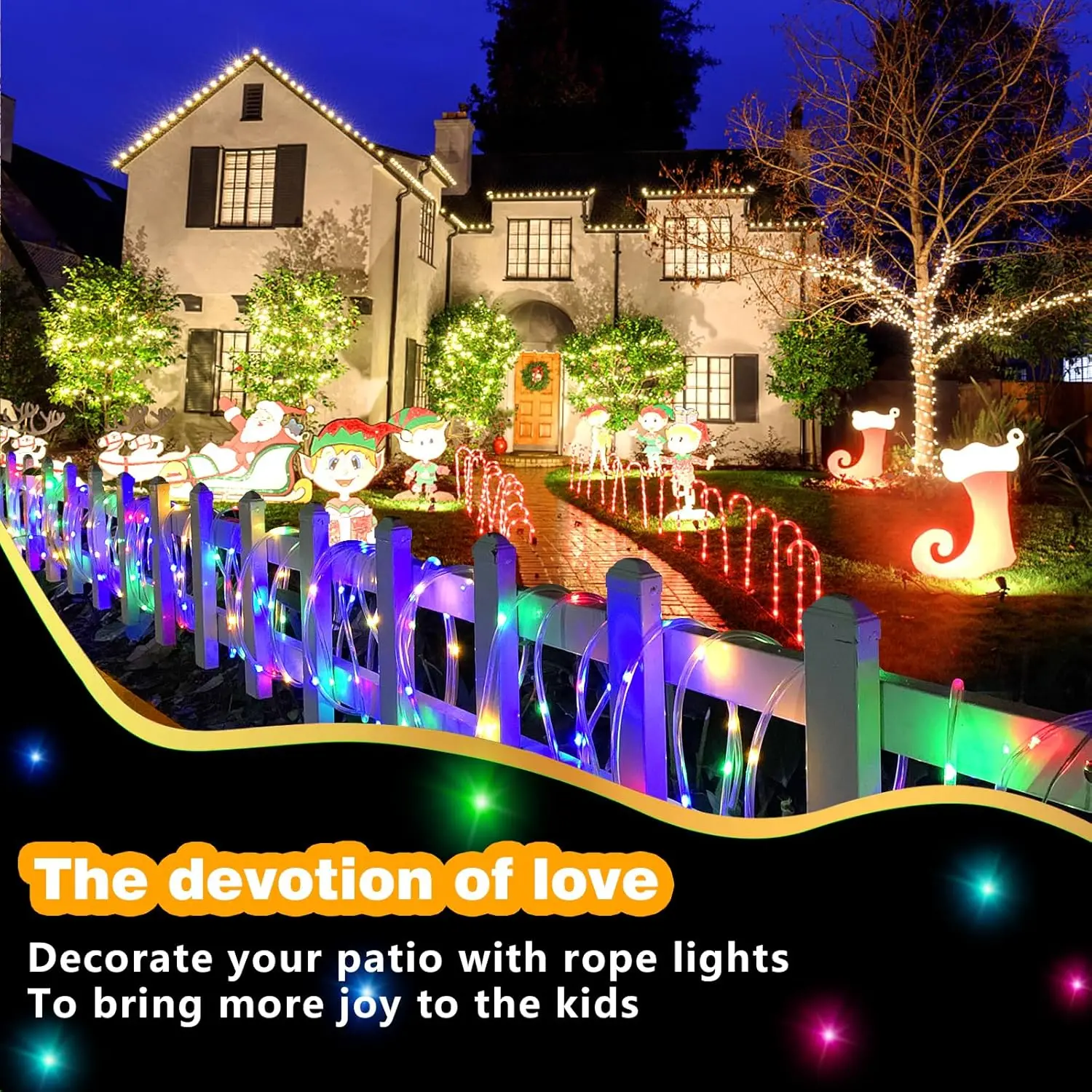 Outdoor RGB Rope String Lights Waterproof USB Powered 5/10/20M Fairy Tube Lights with 8 Modes for Garden And Street Decoration