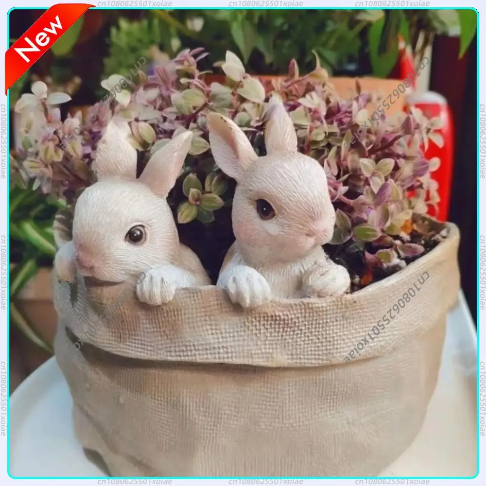 

Декоративный цветочный горшок в виде кролика, многофункциональный милый кашпо в скандинавском стиле для украшения дома, двора и газона