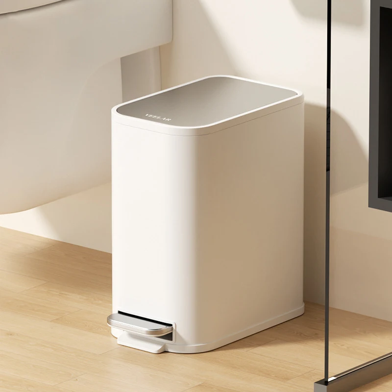 Bathroom Trash Can Stainless Steel Material Household Goods Modern Minimalist Style Living Room Decoration Trash Can With Lid