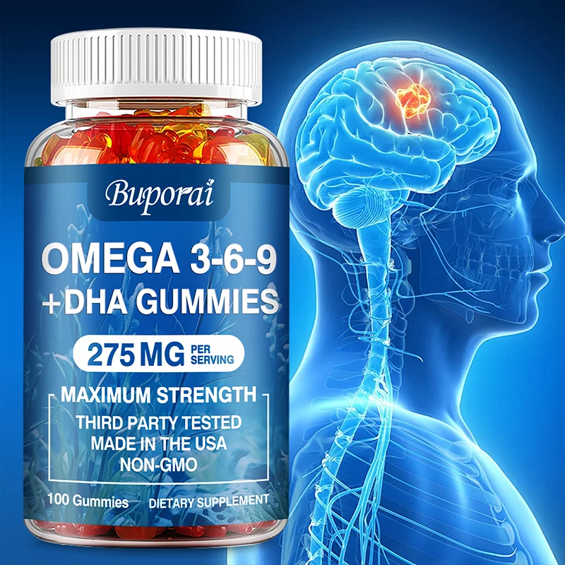 

Omega 3 6 9 + DHA Gummies - Increases Antioxidant Activity, Improves Circulation, Supports Eye, Skin, Brain and Immune Health