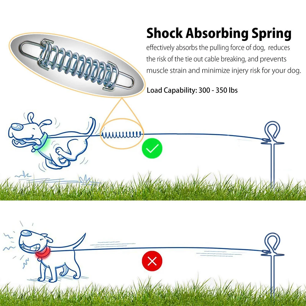 Tie Out Cable Dog Walking Training Glue coating Leashes Double Head Pet Wire Rope with Steel Buckle For Two Dogs Usage