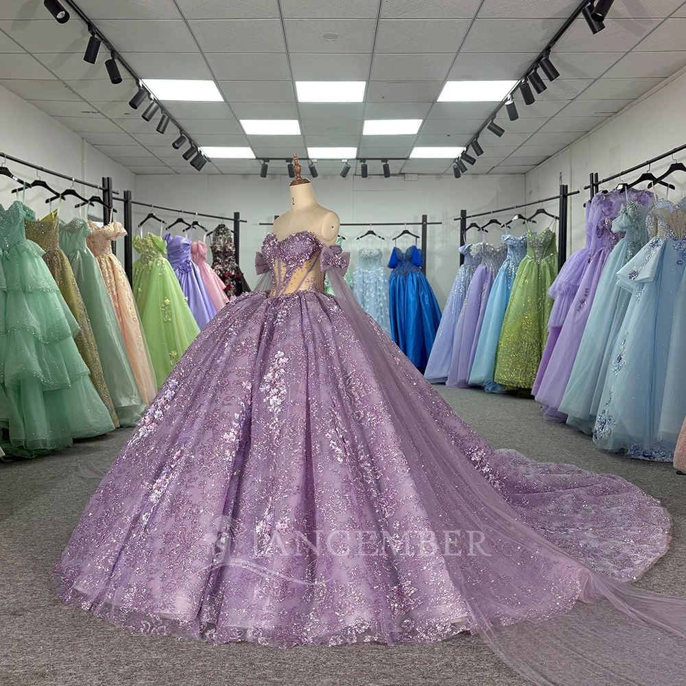 Fata Viola Abiti Da 15 Quinceañera Fantasy Abiti Da 15 Xv Años Principessa In Pizzo Dolce 16 Abito Charro Prom 2025 Personalizzato