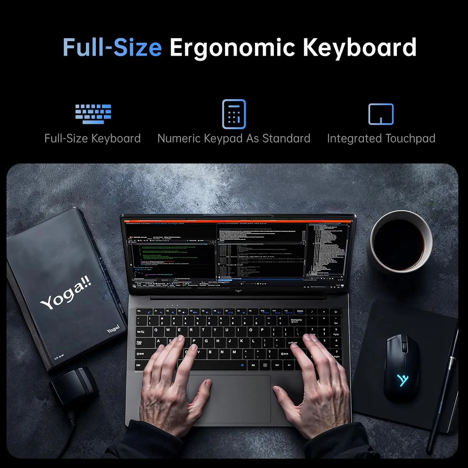 KAMRUI Notebook de 15.6 Polegadas FHD IPS com AMD Ryzen 3 4300U até 3.7GHz, 16GB DDR4, 512GB NVMe SSD, Win11Pro, Bateria de 54.72Wh, WiFi 5, Teclado Numérico