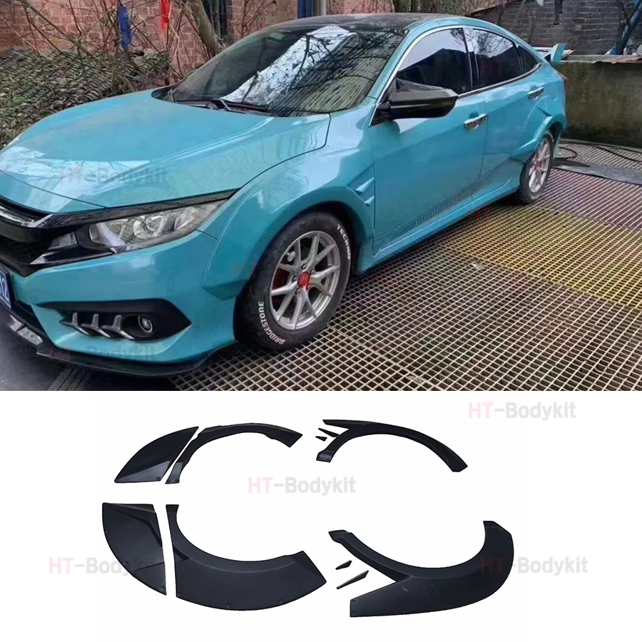 For Honda Civic 10th 2016-2021 Sedan Civic FRP Fender Flares Wheel Brow Protector Plate Decorative Accessories Wide Body Kit