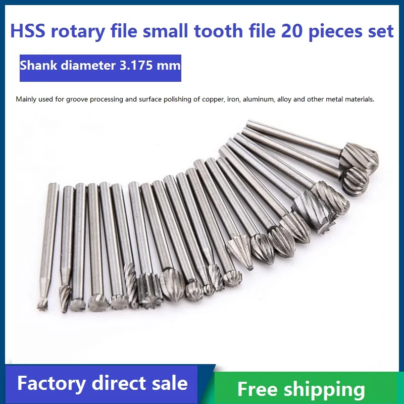 

20pcs Set High-speed Steel Rotary File Knife Grinding Head Engraving Polishing Knife Milling Cutter Rotary File Small Tooth File