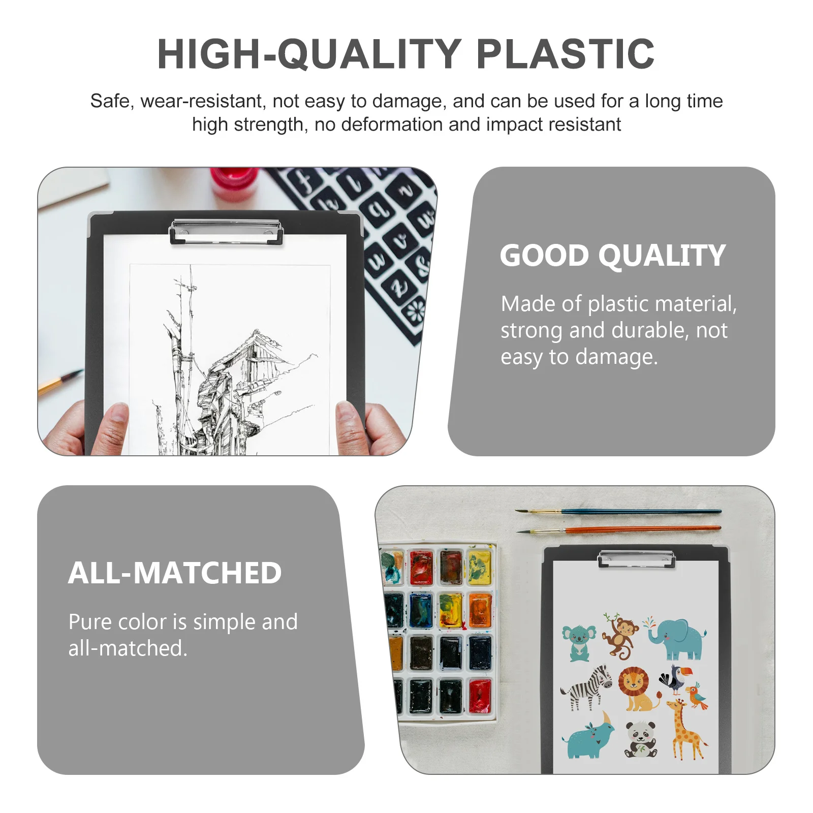 

2Pcs Plastic Sketch Board Clipboard High Strength Drawing Board Clip for Painting Sketching Student Art