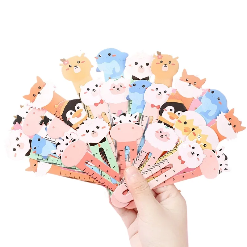 50pcs Cartoon Cute Animal Paper Bookmarks Card Suit Mini Ruler Bookmarks Markers Clip Student Creative Stationery Gift Awards
