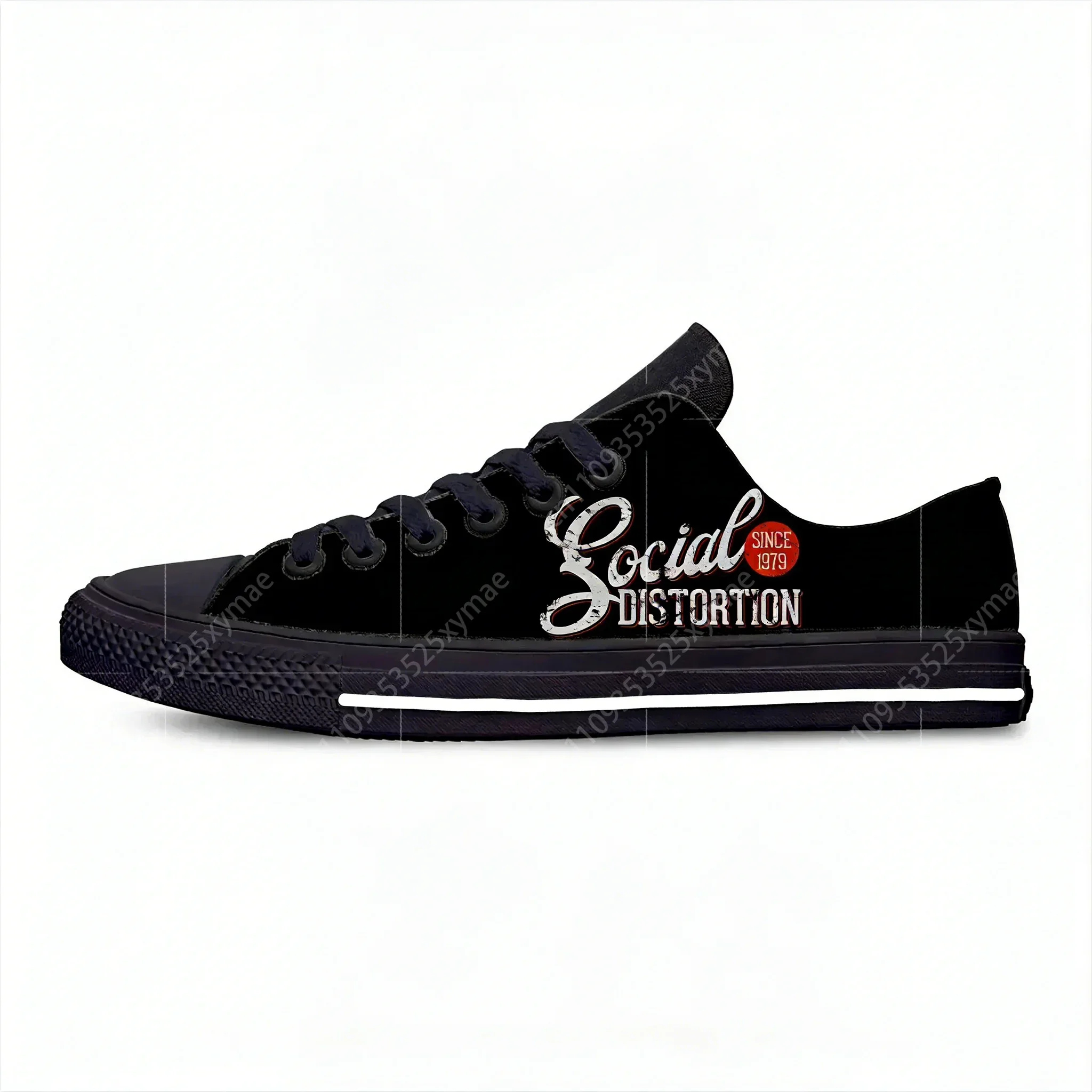 Tênis de cano baixo da banda Musical Social Distortion, masculino, feminino, adolescente, casual, de lona, para corrida, com estampa 3D, leve.