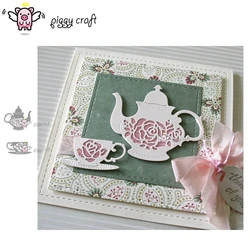 Piggy Craft metalowe matryce do wycinania matryce do wycinania kwiat filiżanka czajniczek papier do scrapbookingu nóż rzemieślniczy forma ostrze dziurkacz szablony matryce