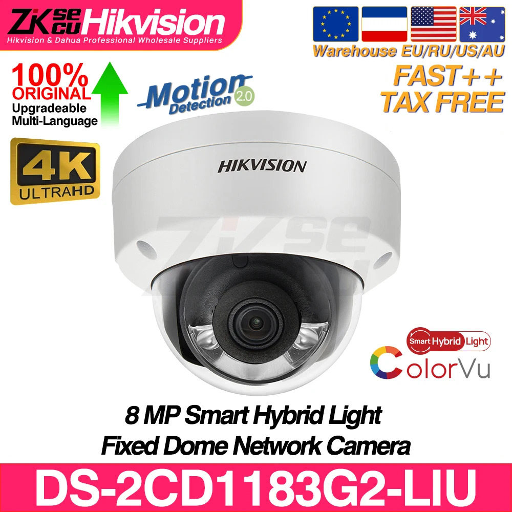 hikvision 8mp colorvu camera ip de luz hibrida inteligente ds2cd1183g2 liu md 20 human vehicle detect mic slot sd ip67 poe cctv ipc 01