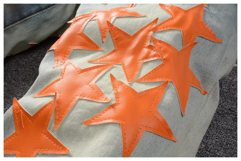 

AMR High Street Torn Jeans Pants MX Denim Jeans with Star Stiers Faionable Urban Sle Youthwear Wear Resistant Long Pants