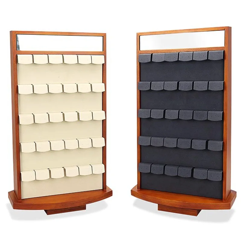Solid Wood Jewelry Display Stand Earrings Jewelry Holder Women's Earring Rotating Base Display Desktop Accessories Display Rack