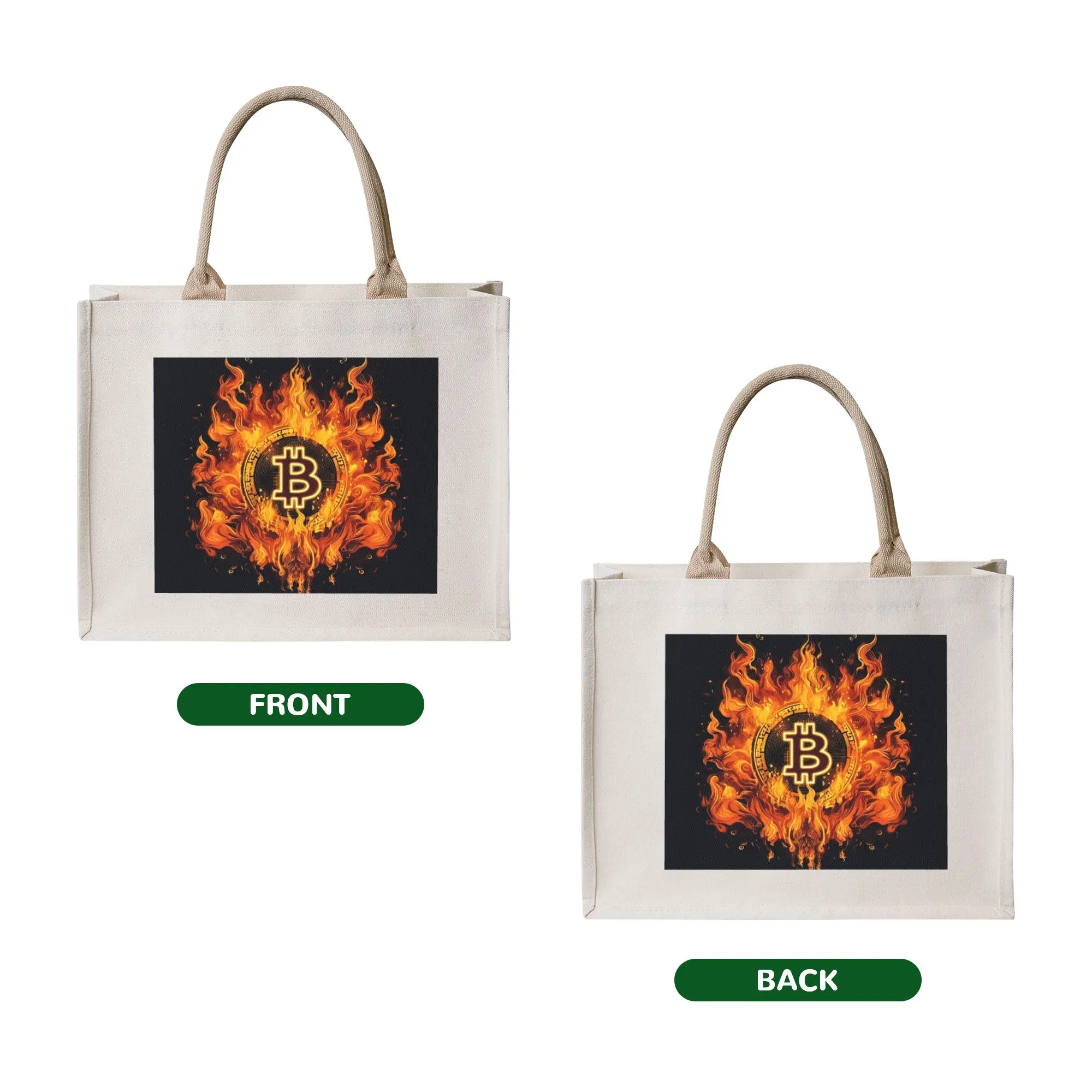 Flame Crypto Virtual Currency Bitcoin  Groceries Shopping Bags Fashion Shopper Tote Shoulder Bags Big Capacity Portable  Handbag