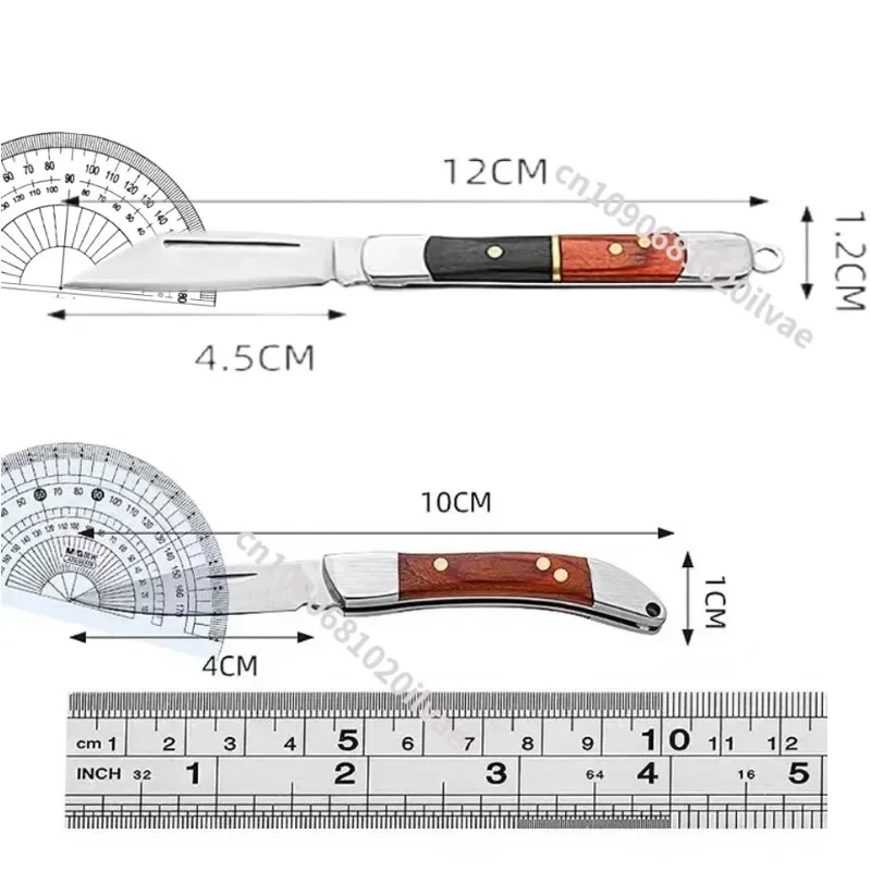 Stainless Steel Blade Wood Handle Mini Pocket Keychain Knife Folding EDC Tool Outdoor Camping Survival Utility Knife Peeling