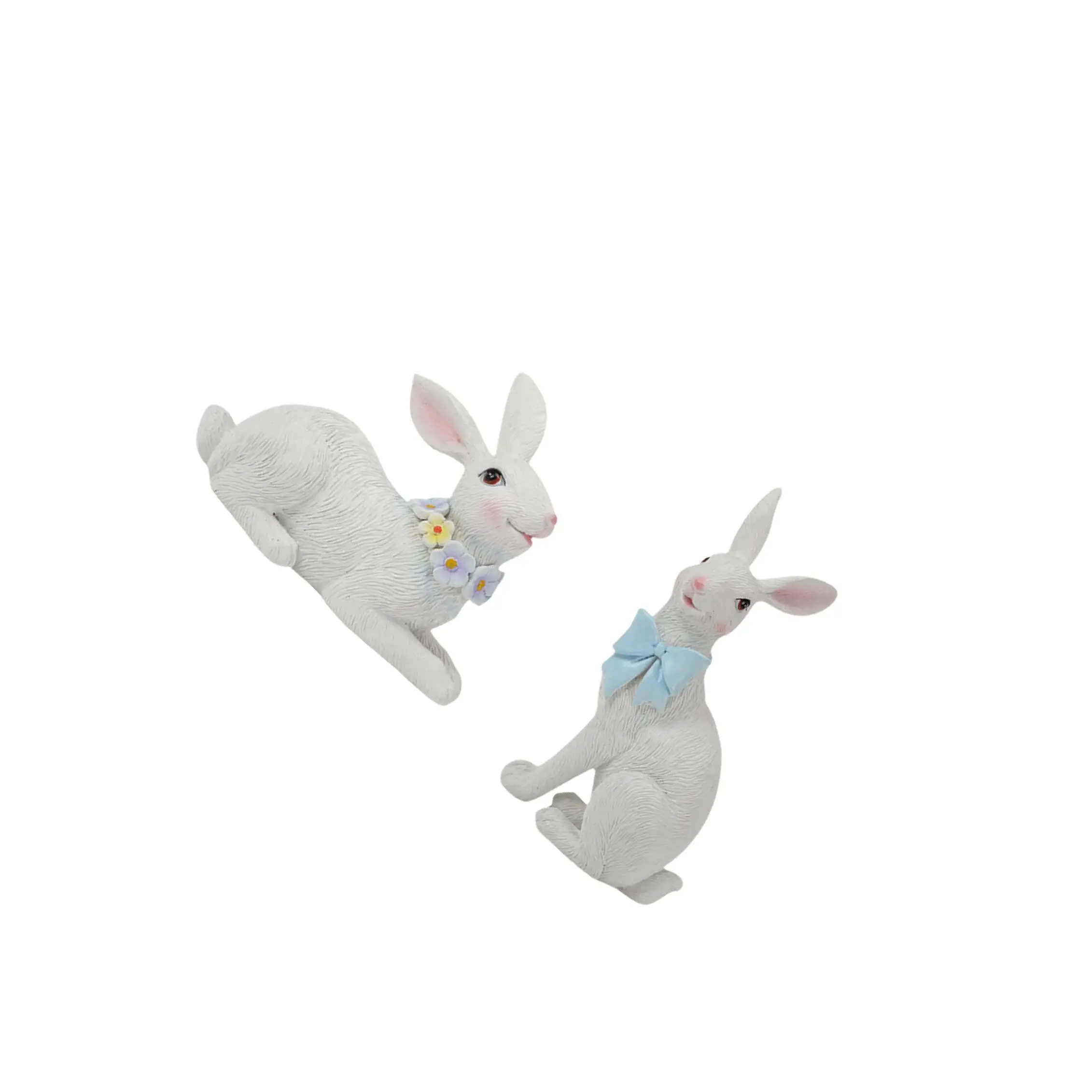 2 Pieces Easter Rabbit Statues Cute Easter Bunny Figurines for Indoor Office Gold