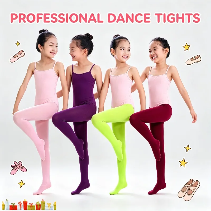 

Girls 80D Velvet Ballet Tights Spring Summer Thin Dance Pantyhose Elastic Breathable Stockings For Stage Training Daily Wear