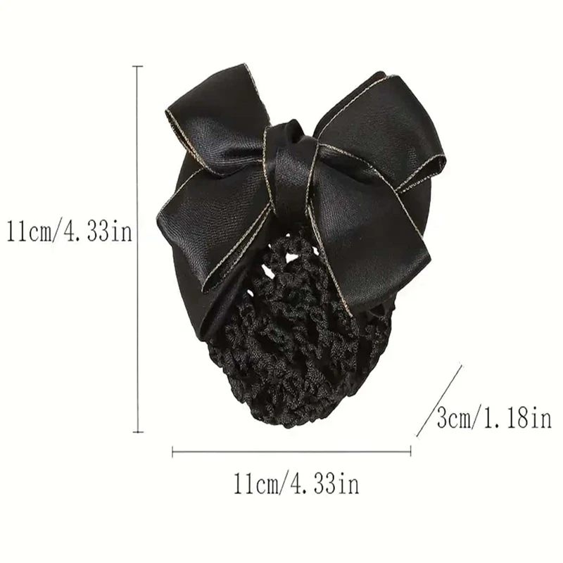 Bowknot Decor Snood Net Barrette Imitation Silk Hair Clip Elegant Hair Styling Accessory