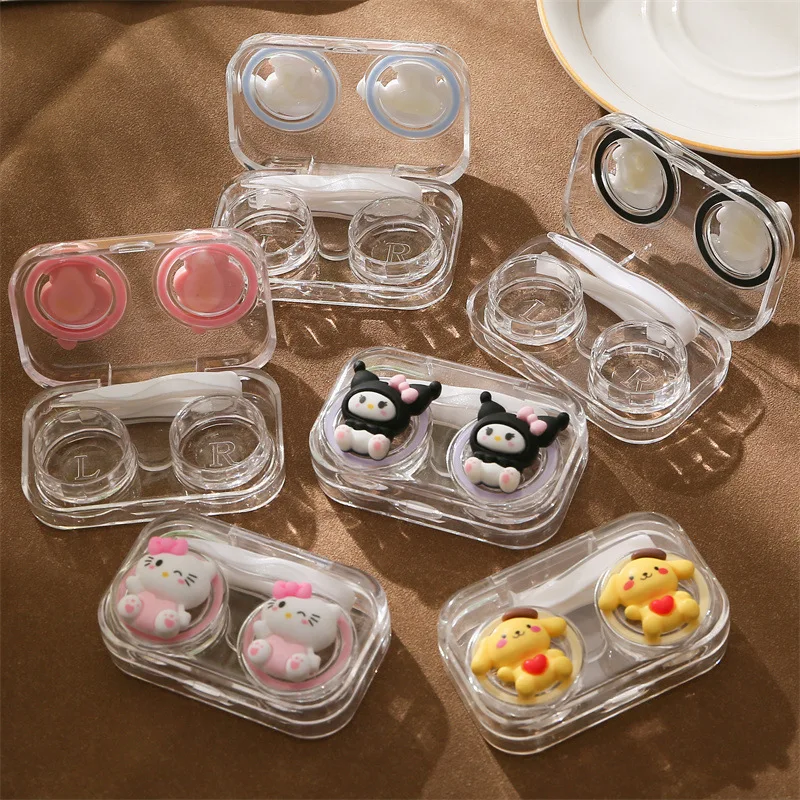 

Sanrio Contact Lenses Box Kawaii Contact Lens Beauty Eye Storage Box Care Companion Portable Kuromi KT Cartoon Meitong Box