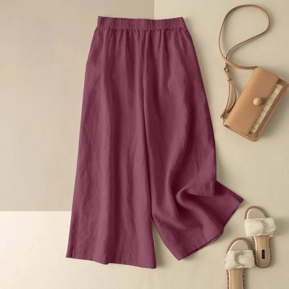 Pantalons décontractés femmes vêtements coton lin pantalons de survêtement femmes vêtements Joggers pantalons à jambes larges Vintage mode Capri été