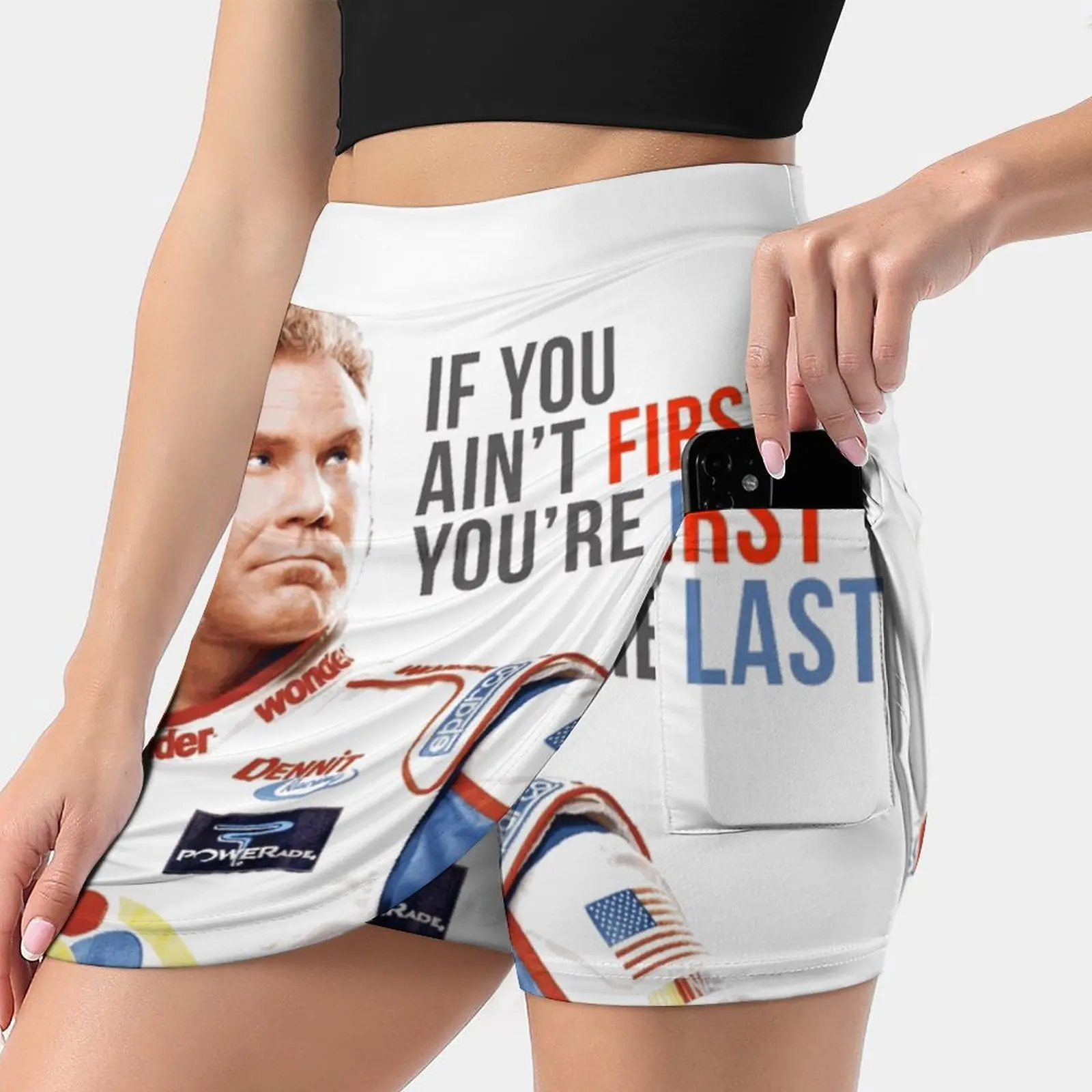 

Will Ferrell Talladega Nights Ricky Bobby " If You Ain'T Women's skirt Mini Skirts A Line Skirt With Hide Pocket Race Racing