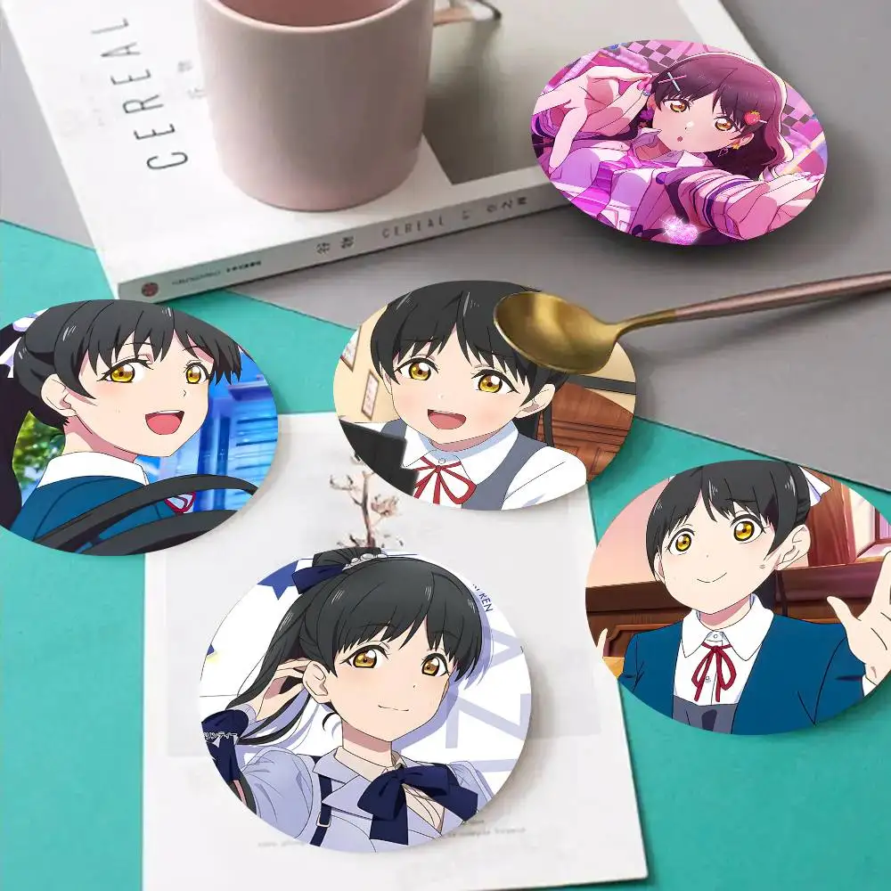 1pc Ren Hazuki Anime characters Wooden Coaster Colour Printing Cup Mat Home Desk Decoration Gifts