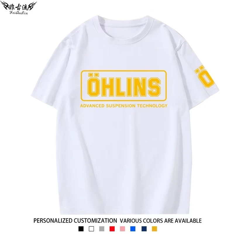 

Новинка 2025, модифицированная футболка OHLINS с мотоциклетным амортизатором, повседневная модная брендовая мужская и женская футболка с короткими рукавами