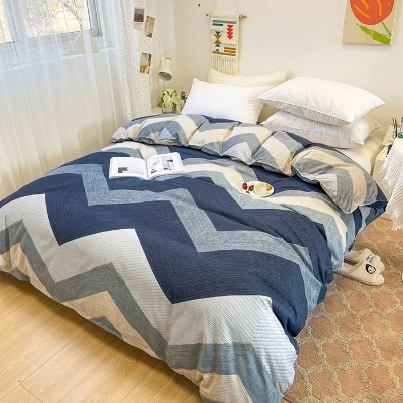 Soft Polyester Duvet Cover Wave Geometric Pattern Single Quilt Comforter Cover Home Dormitory Bedding Linens 150*200cm*1pc
