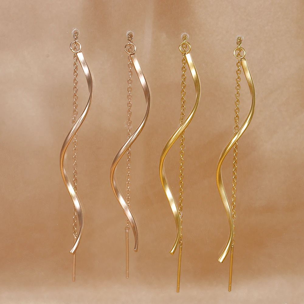 Accessori per le donne orecchini lunghi con nappe per le donne a forma di onda semplice orecchino a catena lunga regalo di gioielli per feste di matrimonio