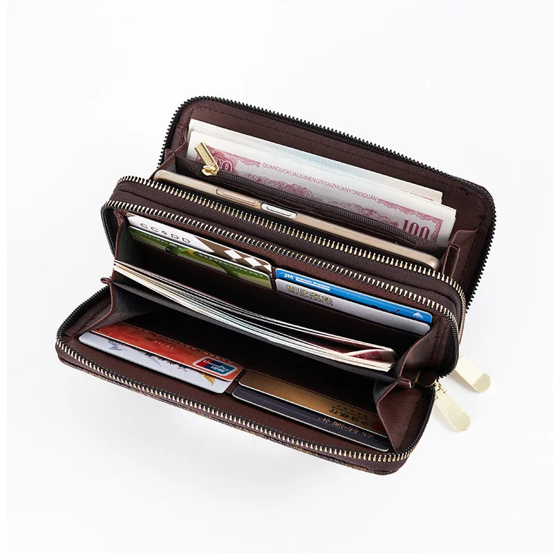 Luxury Women Wallet Carteras Mujer European and American print large capacity double zipper phone bag multi-card clutch bag