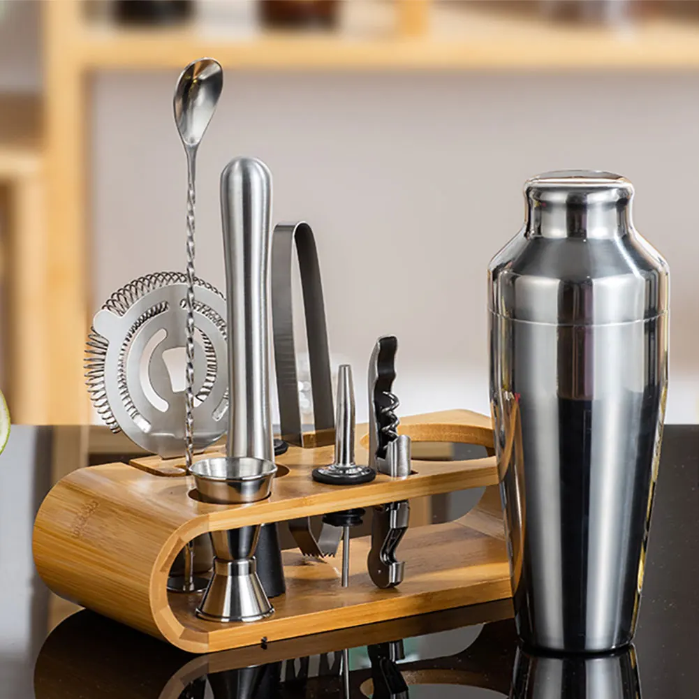 Stainless Steel Cocktail Shaker Set Mixer Bartender Kit Cobbler Boston Shaker Bars Set Tools Jigger Mixer Muddler Pourer Spoon