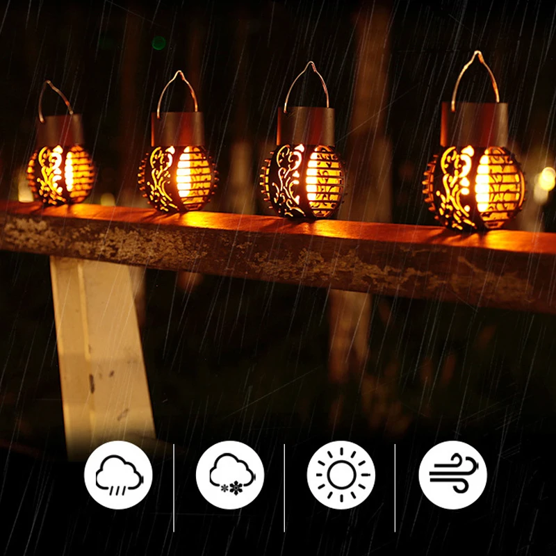 

LED Solar Light Outdoor Garden Lamp Waterproof Flickering Flame Effect Ball Solar Lamps Hanging Lantern Landscape Yard Decor