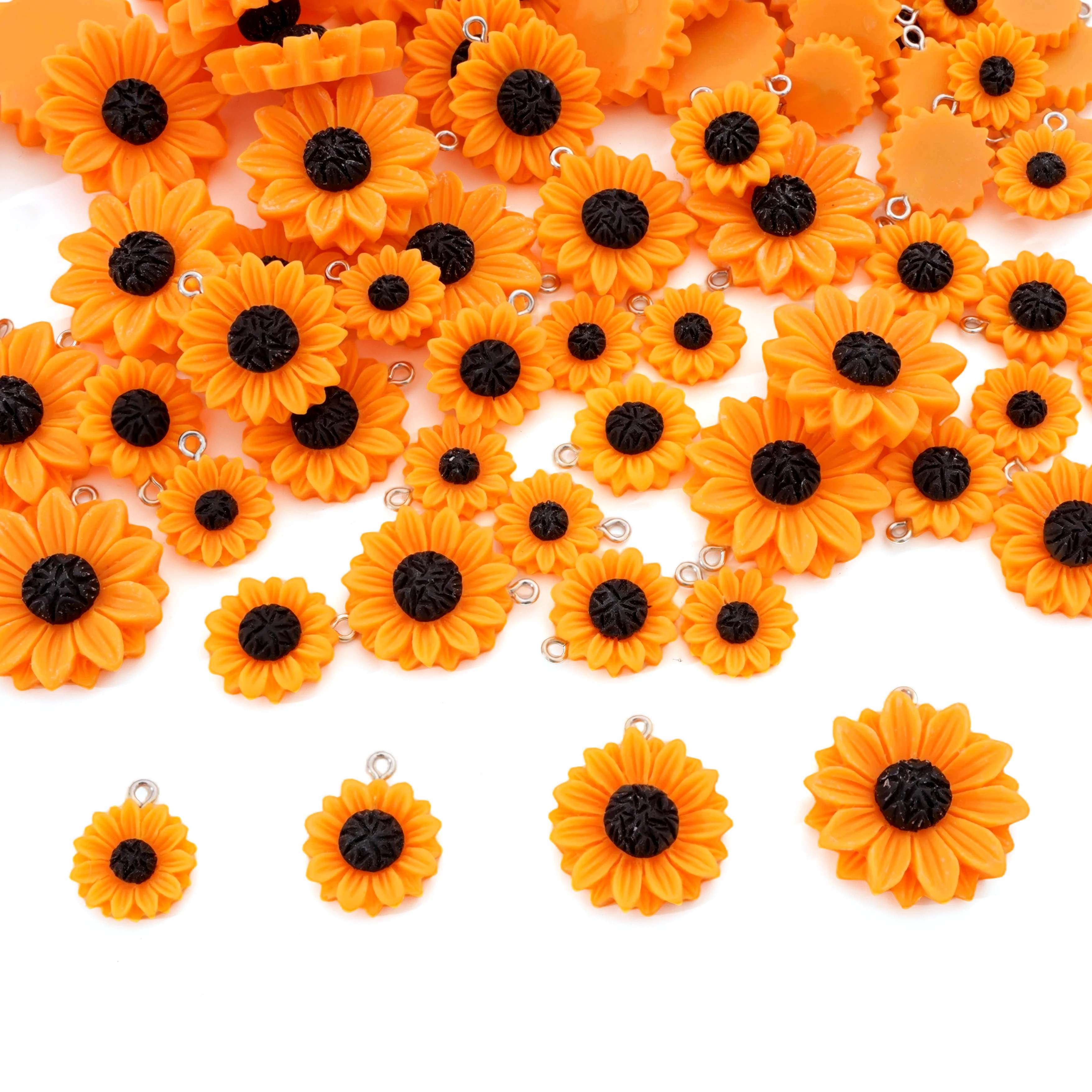 5pcs Sunflower Resin Yellow Bead Pendants For Jewelry Making DIY Handmade Necklace Earring Bracelet Jewelry Finding Accessories