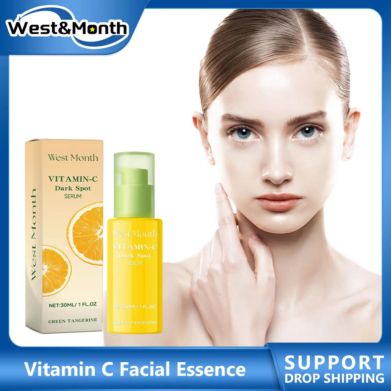 Vitamin C Facial Essence Dark Spot Removal Skin Lighten Repair Anti-Aging Moisturizing Hyaluronic Acid Fade Acne Face Lift Serum