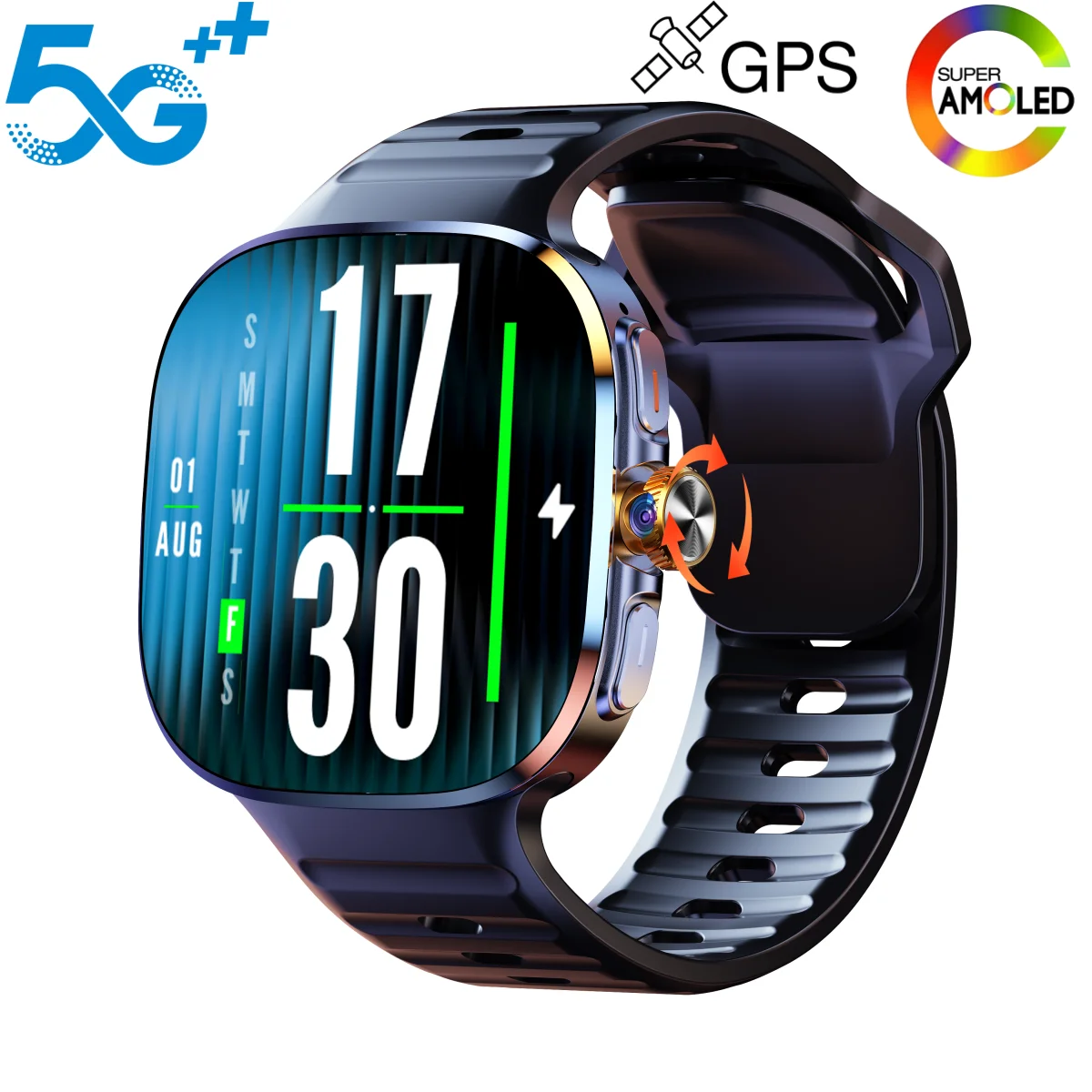 

New M99 Smartwatch 2.4inch larger Amoled Screen Smart Watch With 190° Rotary Camera GPS 2100mAH Battery 720*720 HD Resolution