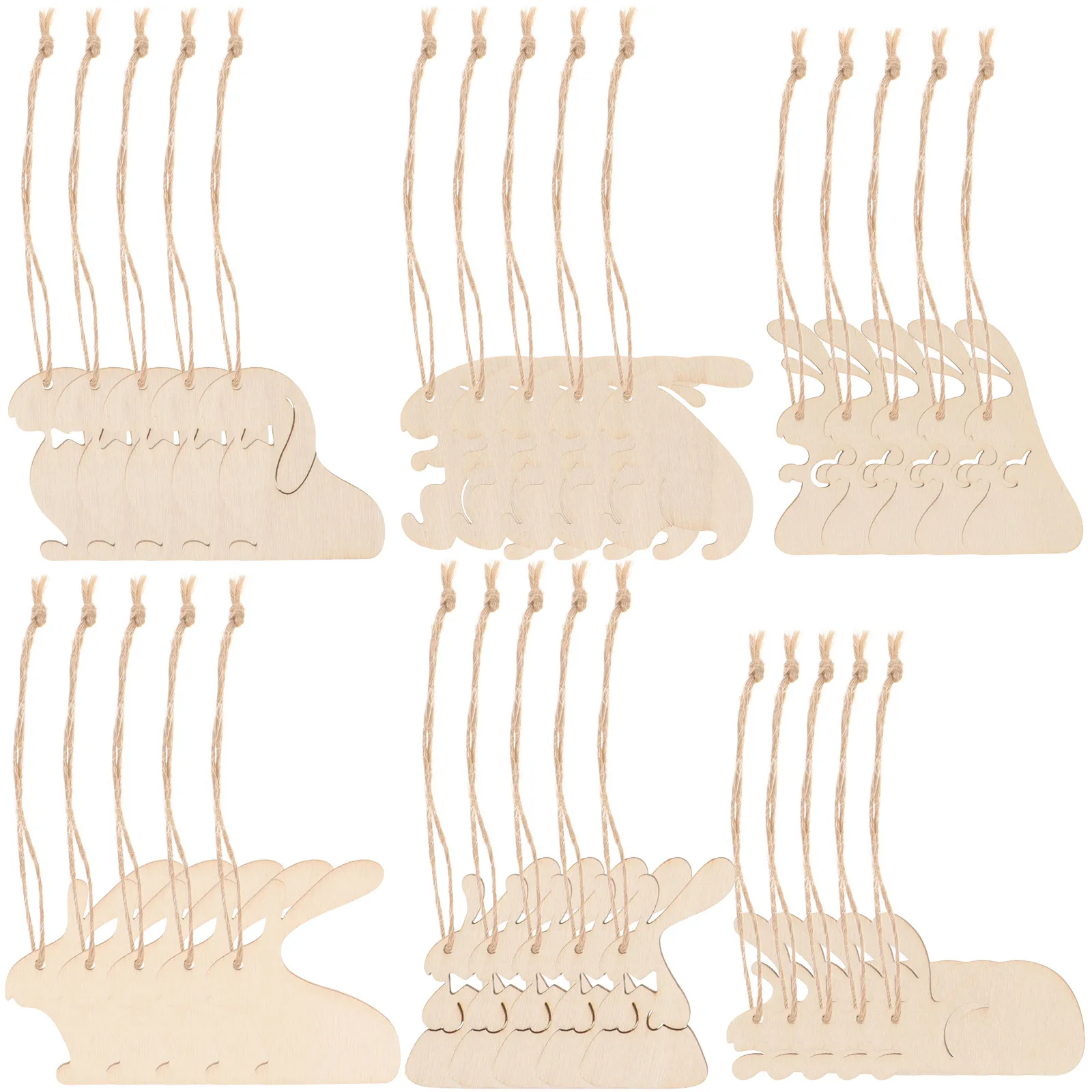 

25pcs Diy Wooden Bunny Slices Unfinished Wood Cutouts For Easter Crafts Hanging Decorations Wooden Slices Graffiti Bunny Shape