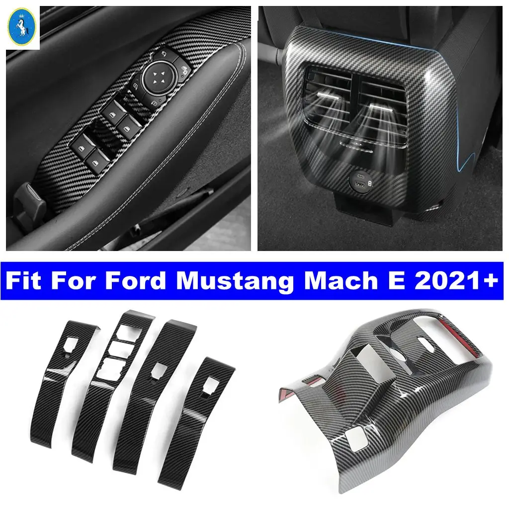 

Armrest Box Rear Air AC Outlet / Glass Lift Button Decoration Panel Cover Trim ABS Accessories For Ford Mustang Mach E 2021 2022