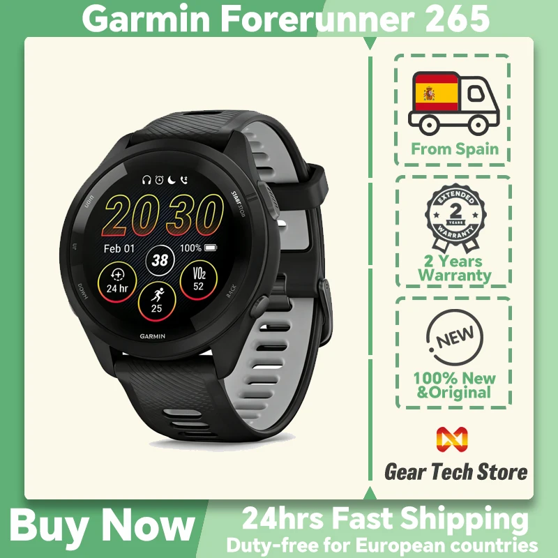 Reloj Deportivo Inteligente Garmin Forerunner 265 Estilo Básico, Pantalla AMOLE…