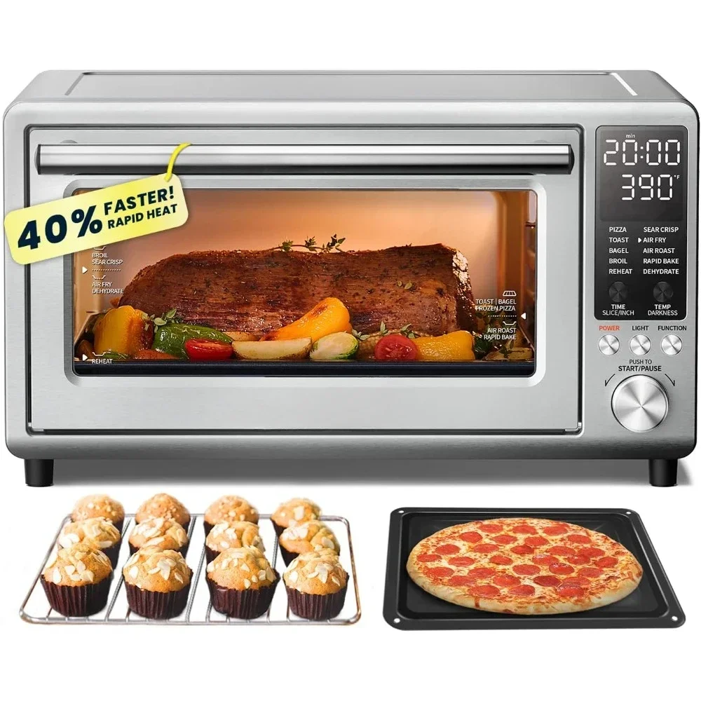 Fritadeira a ar para convecção, fornos de microondas, 4 acessórios, 1750W, tecnologia ultra-calor, bancada de convecção