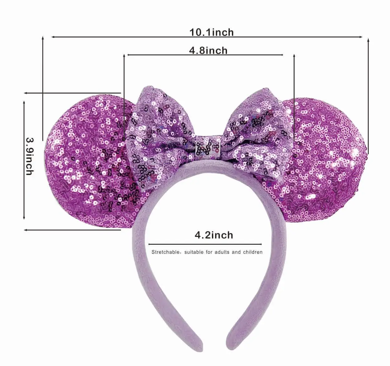 قطعتان من عصابات رأس آذان الفأر الوردي مع أقواس لامعة ترتر للفتيات والنساء أزياء تنكرية للحفلات اللامعة وإكسسوارات الرسوم المتحركة #3