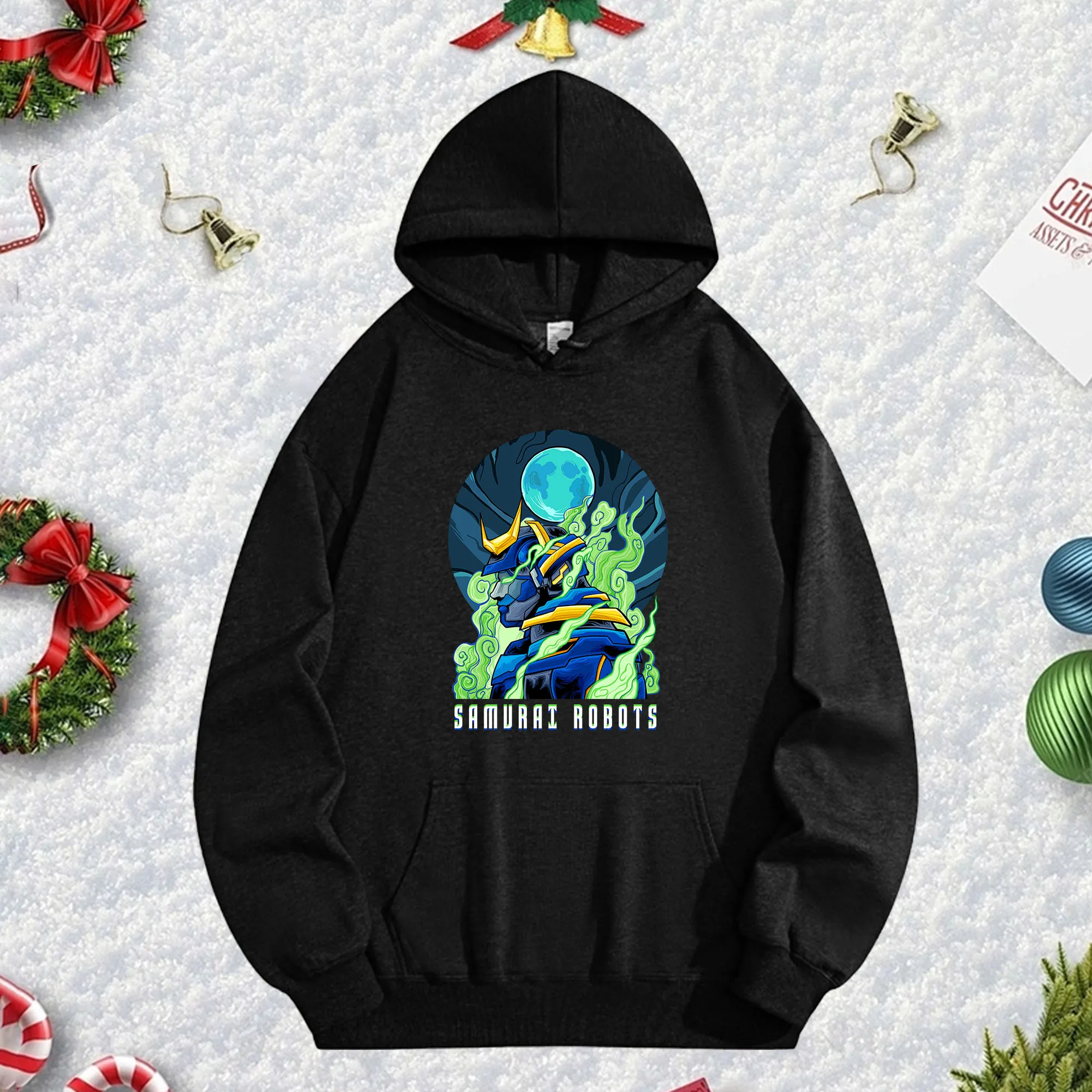 

SAMURAII BOBOTS 270G Черная толстовка унисекс, зимний пуловер из мягкого флиса на Рождество и новогодний праздничный стиль