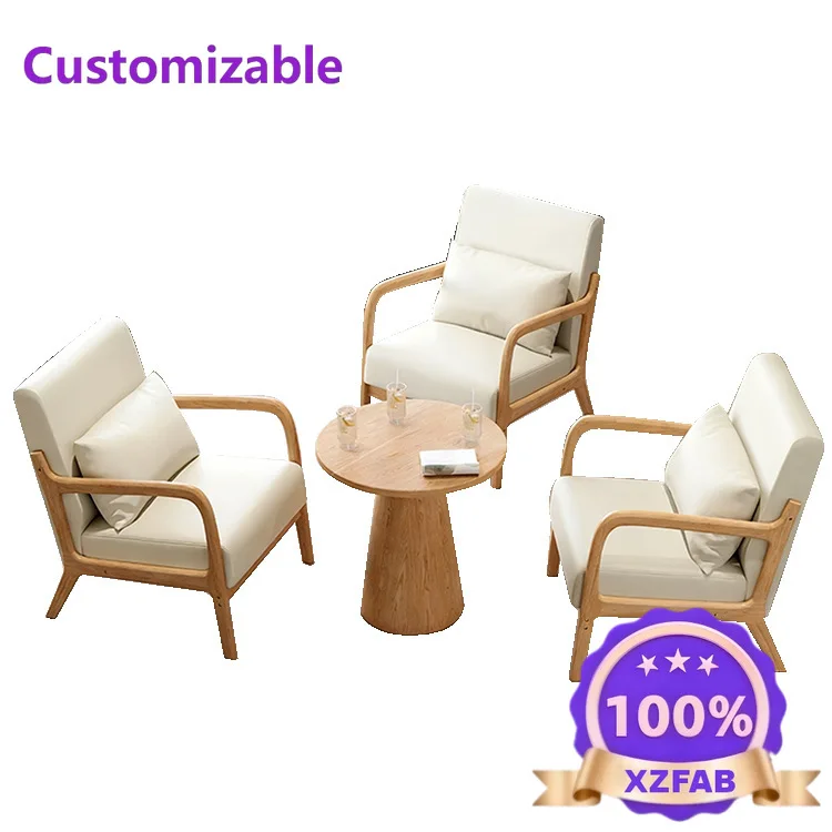 Factory Direct 2026 Log wind milk tea shop cafe solid wood table and chair combination hotel homestay reception room reception n