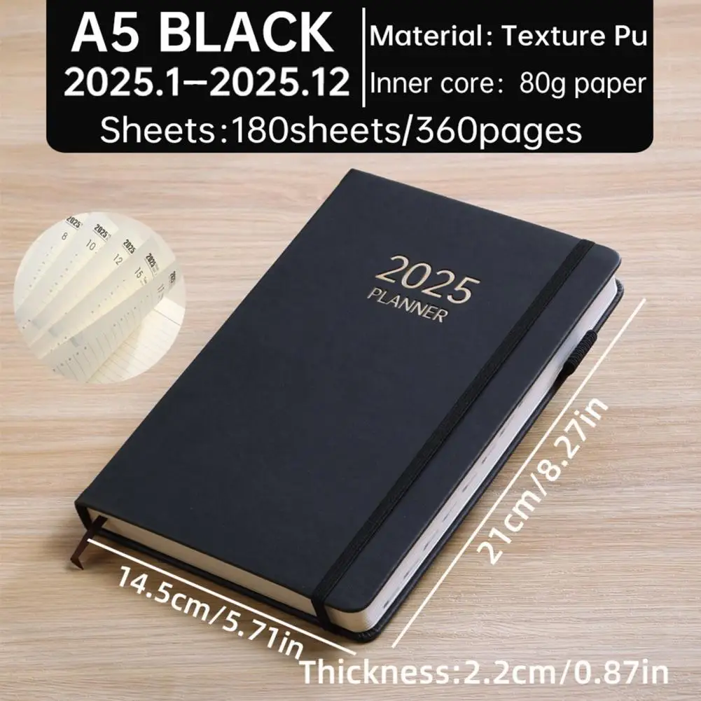 กระดาษหนาโน้ตบุ๊ค Anti-bleed Planner 2025 Planner พร้อมปฏิทินรายเดือนรายสัปดาห์ Anti-bleed Design Faux สําหรับการวางแผน