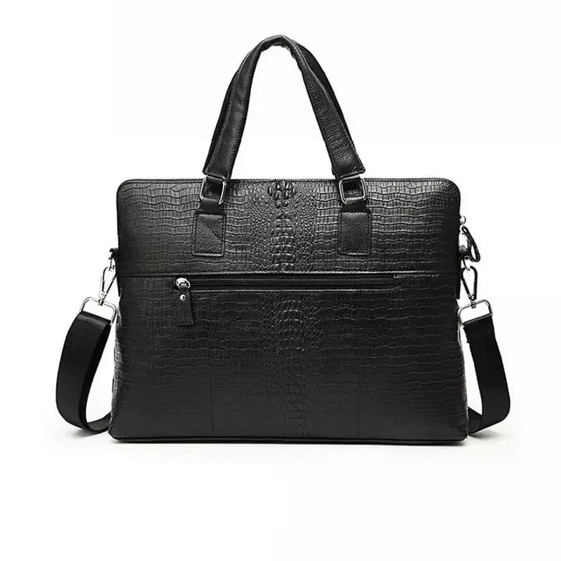 New Luxury Alligator Cow Genuine Leather Business Men's Briefcase Male Briefcase Shoulder Bag Men Messenger Laptop Computer Bag