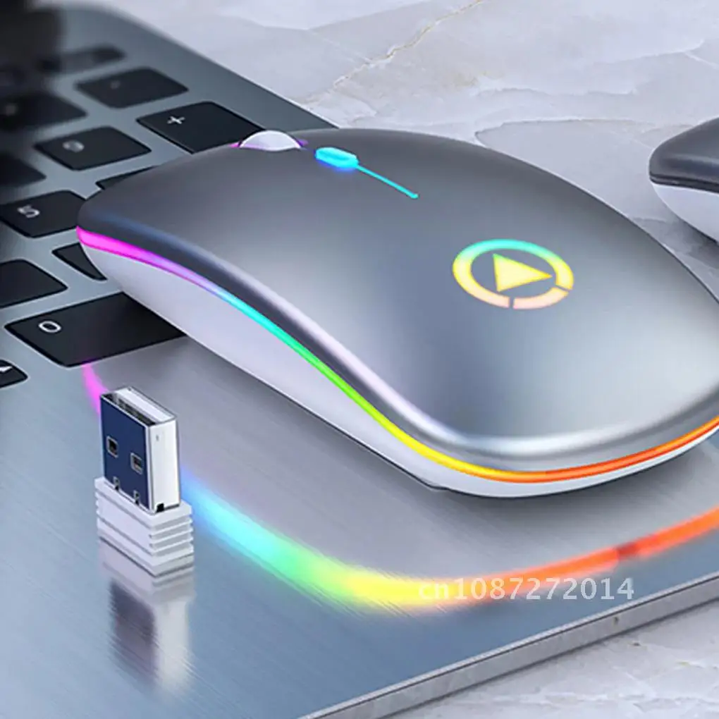 

Wireless Mouse LED Backlit 2.4G USB Rechargeable RGB LED Mouse Laptop Computer Adjustable Optical Mice 1000-1600 DPI